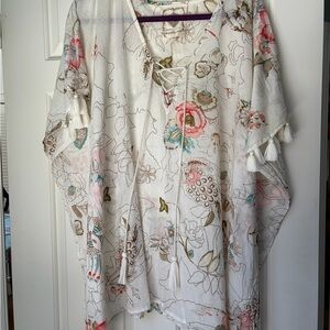 Boho Floral Women's Swim Coverup with Tassels